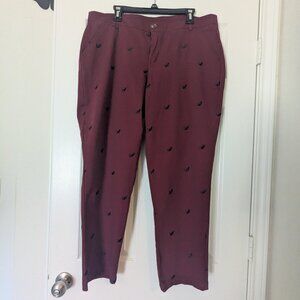 Modcloth Legendary Lifestyle Pants Embroidered Cat Print